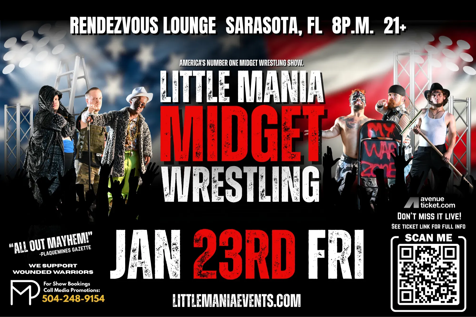 Little Mania Midget Wrestling – Sarasota, FL – Jan 23, 2026 – Buy Now flyer