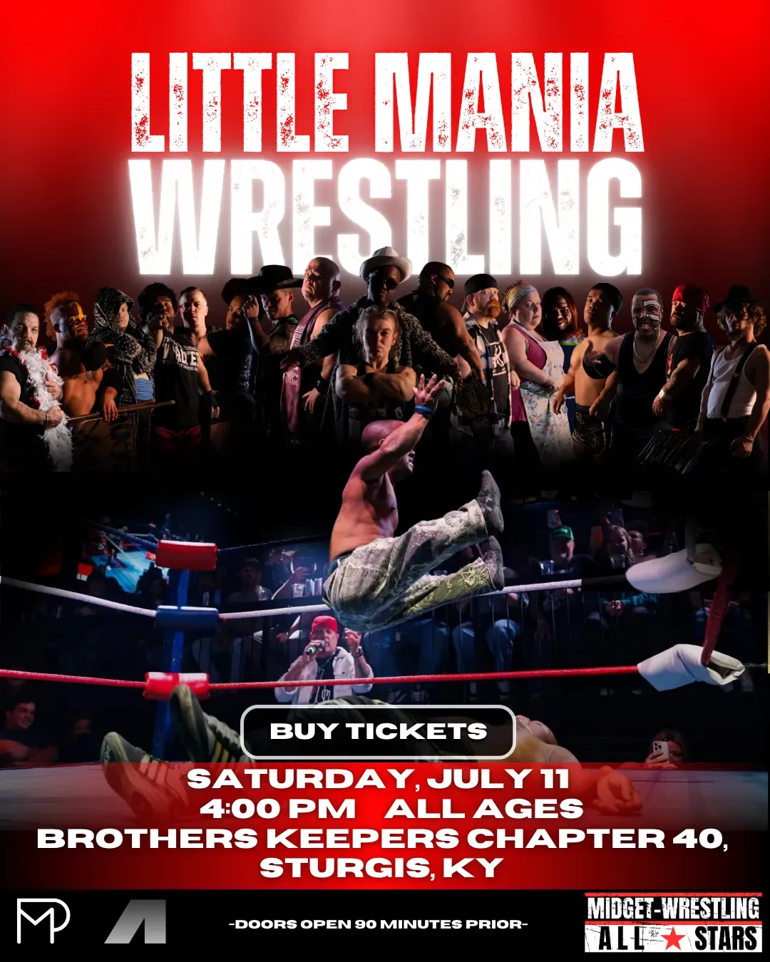 Little Mania Midget Wrestling – Sturgis, KY – July 11, 2026 – Buy Now flyer