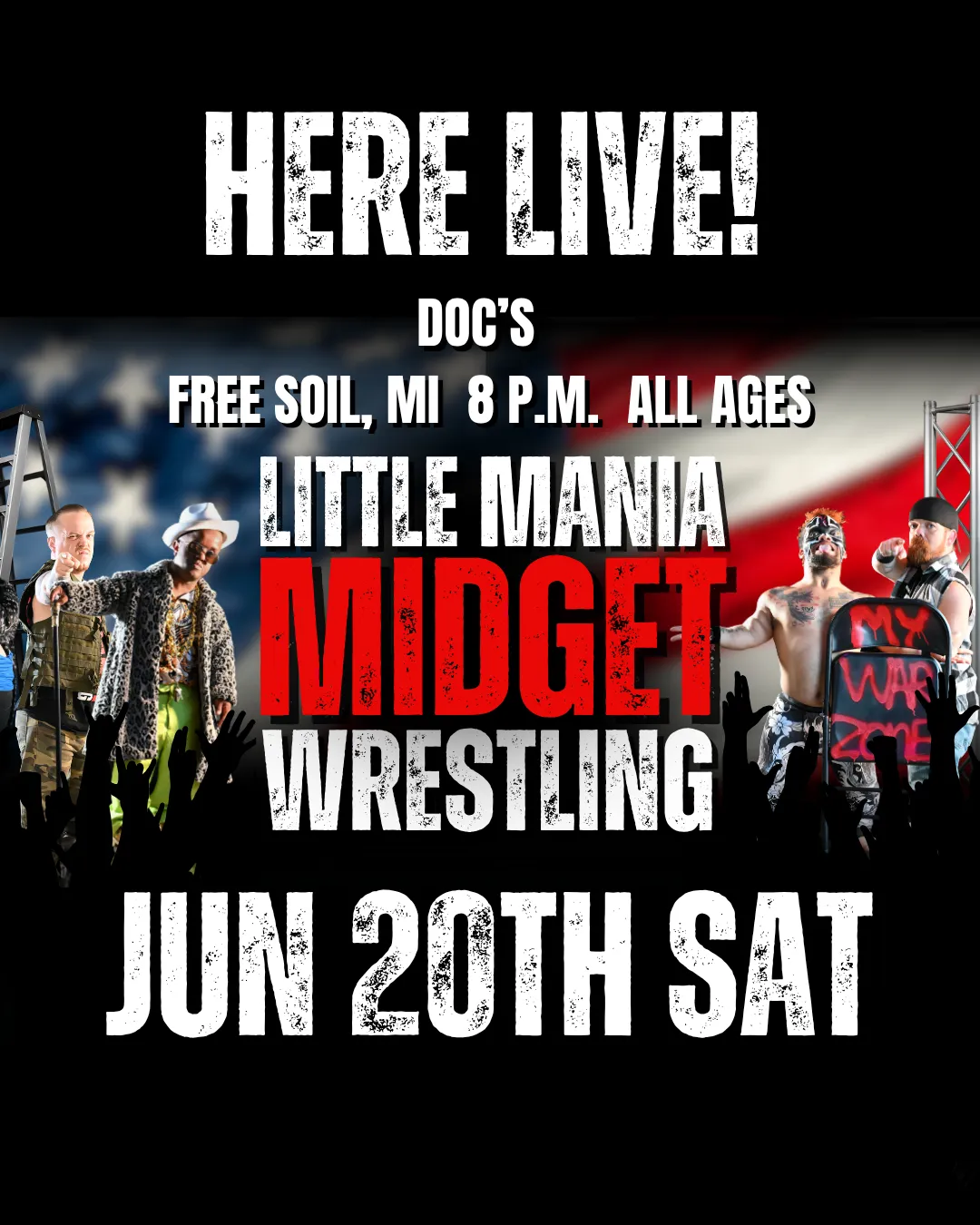 Little Mania Midget Wrestling – Free Soil, MI – June 20, 2026 – Buy Now flyer