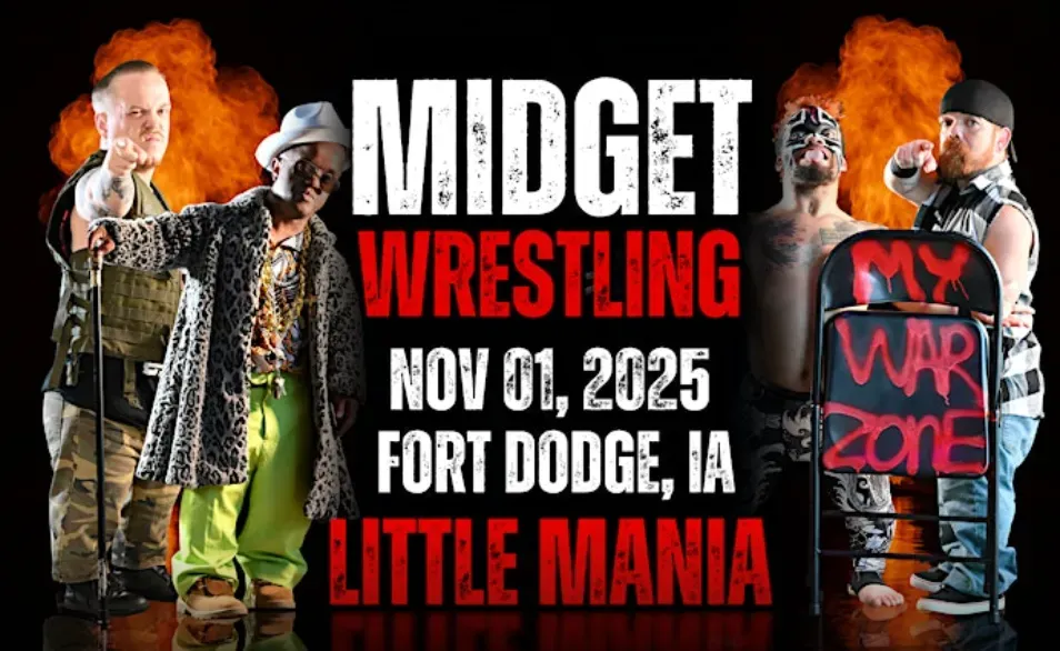 Little Mania Midget Wrestling – Fort Dodge, IA – Nov 01, 2025 – Buy Now flyer