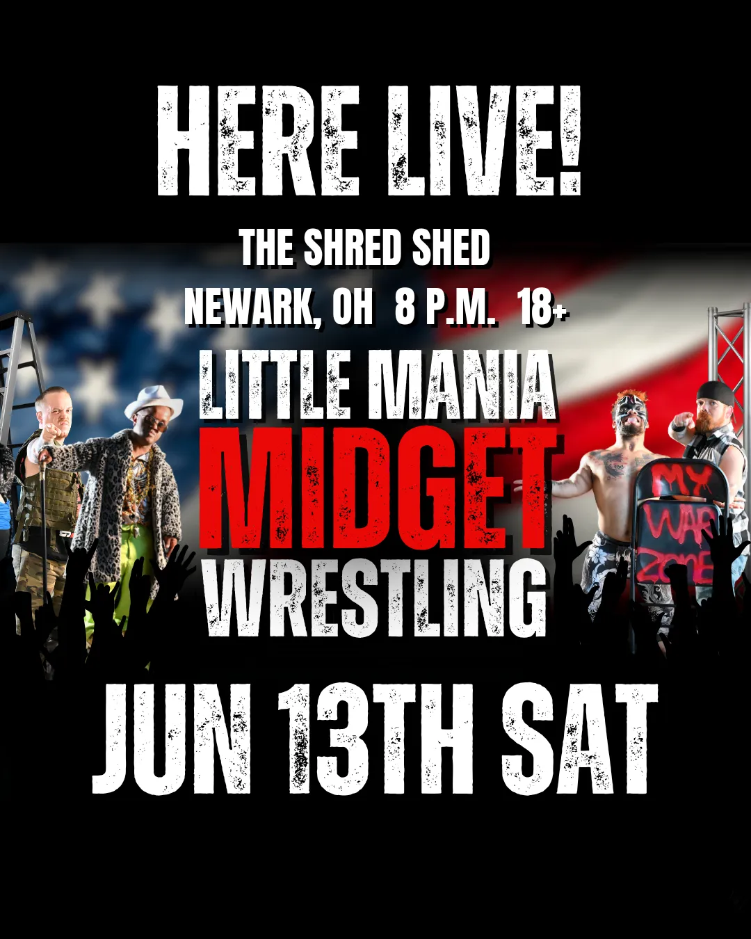 Little Mania Midget Wrestling – Newark, OH – June 13, 2026 – Buy Now flyer