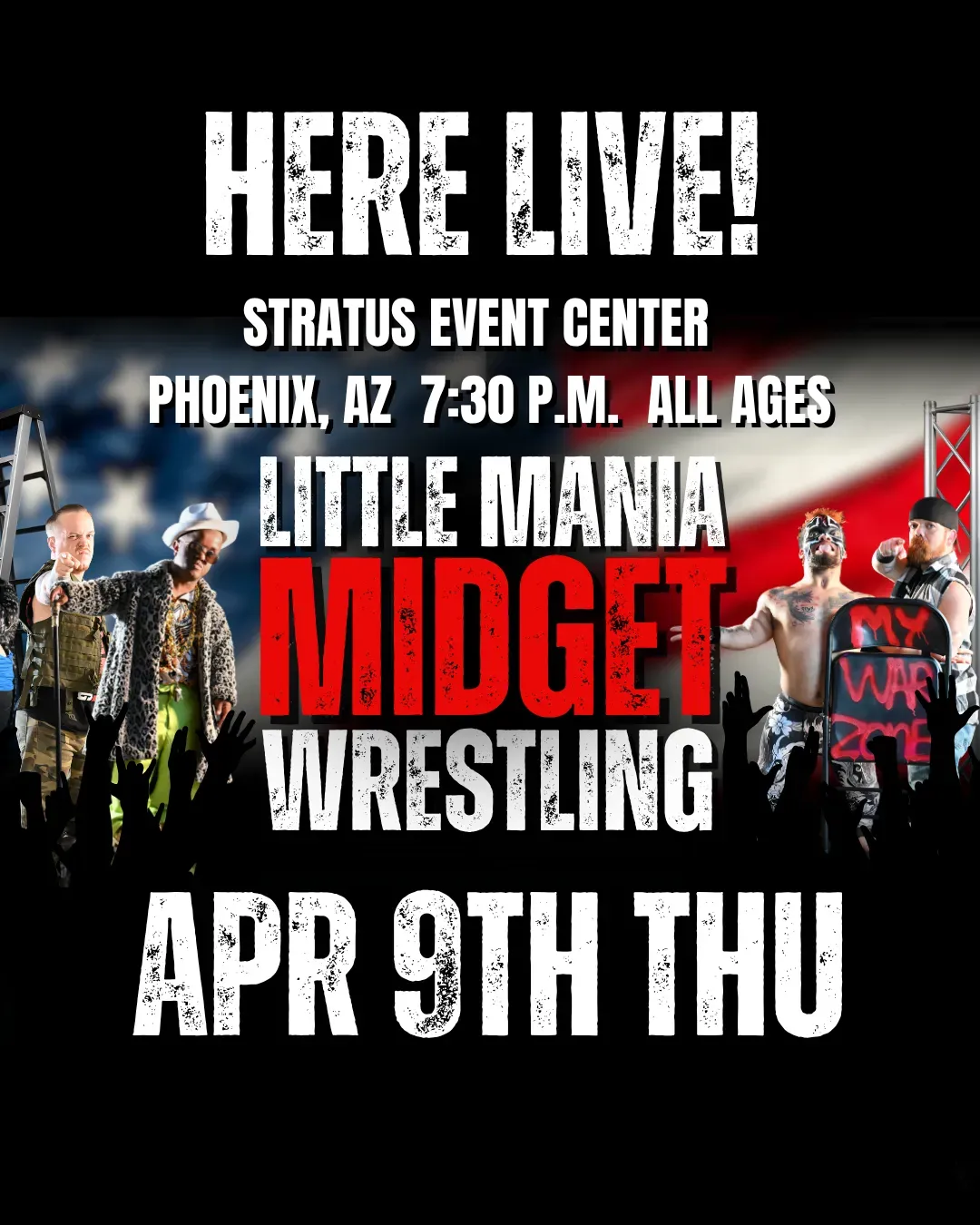 Little Mania Midget Wrestling – Phoenix, AZ– Apr 9, 2026 – Buy Now flyer