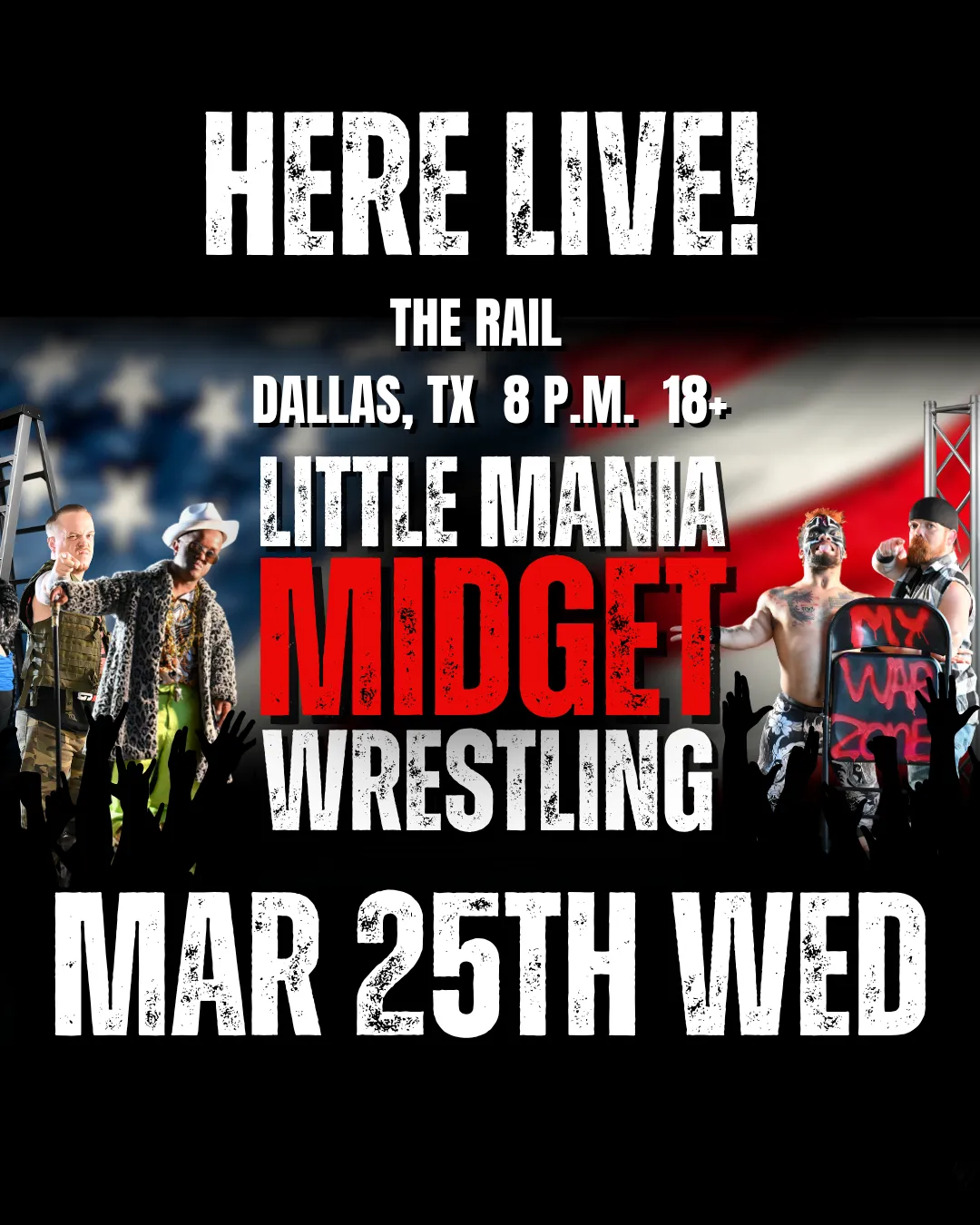 Little Mania Midget Wrestling – Dallas, TX – Mar 25, 2026 – Buy Now flyer