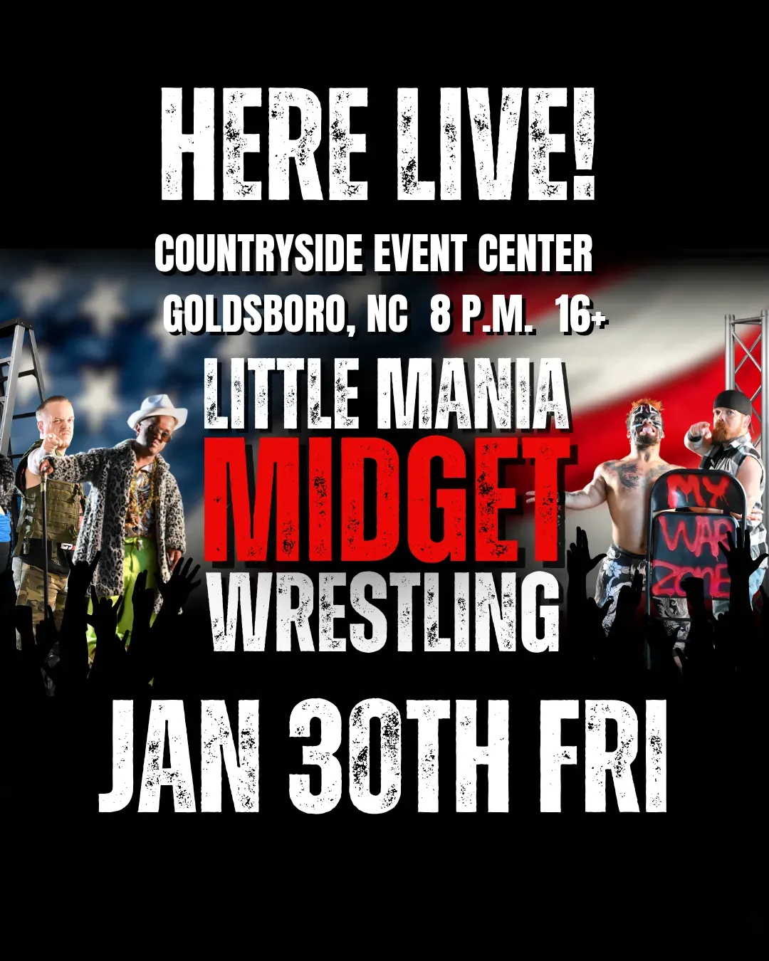 Little Mania Midget Wrestling – Goldsboro, NC – Jan 30, 2026 – Buy Now flyer