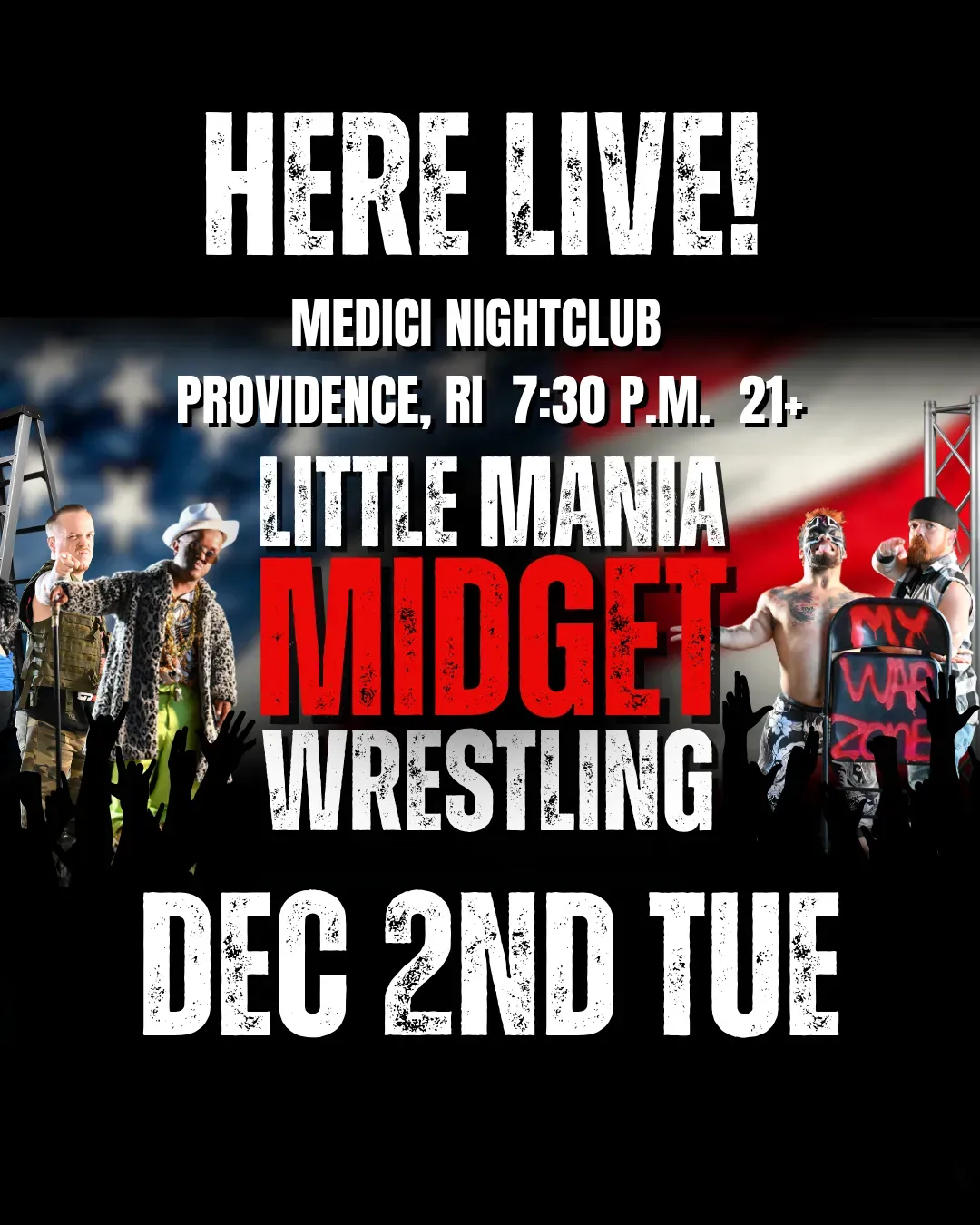 Little Mania Midget Wrestling – Providence, RI – Dec 02, 2025 – Buy Now flyer