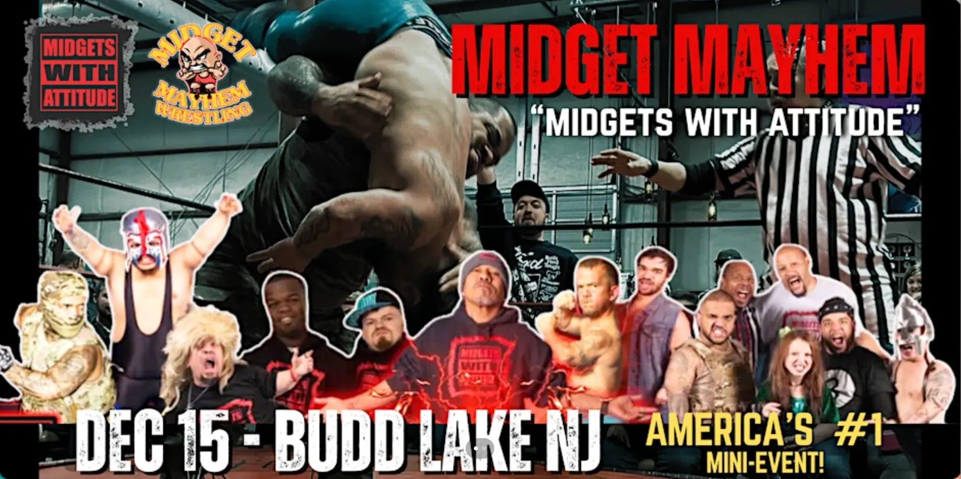 "Midgets With Attitude" @Midget Mayhem Wrestling LIVE! Budd Lake NJ (21+) flyer