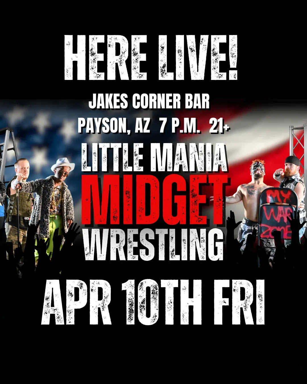 Little Mania Midget Wrestling – Payson, AZ– Apr 10, 2026 – Buy Now flyer