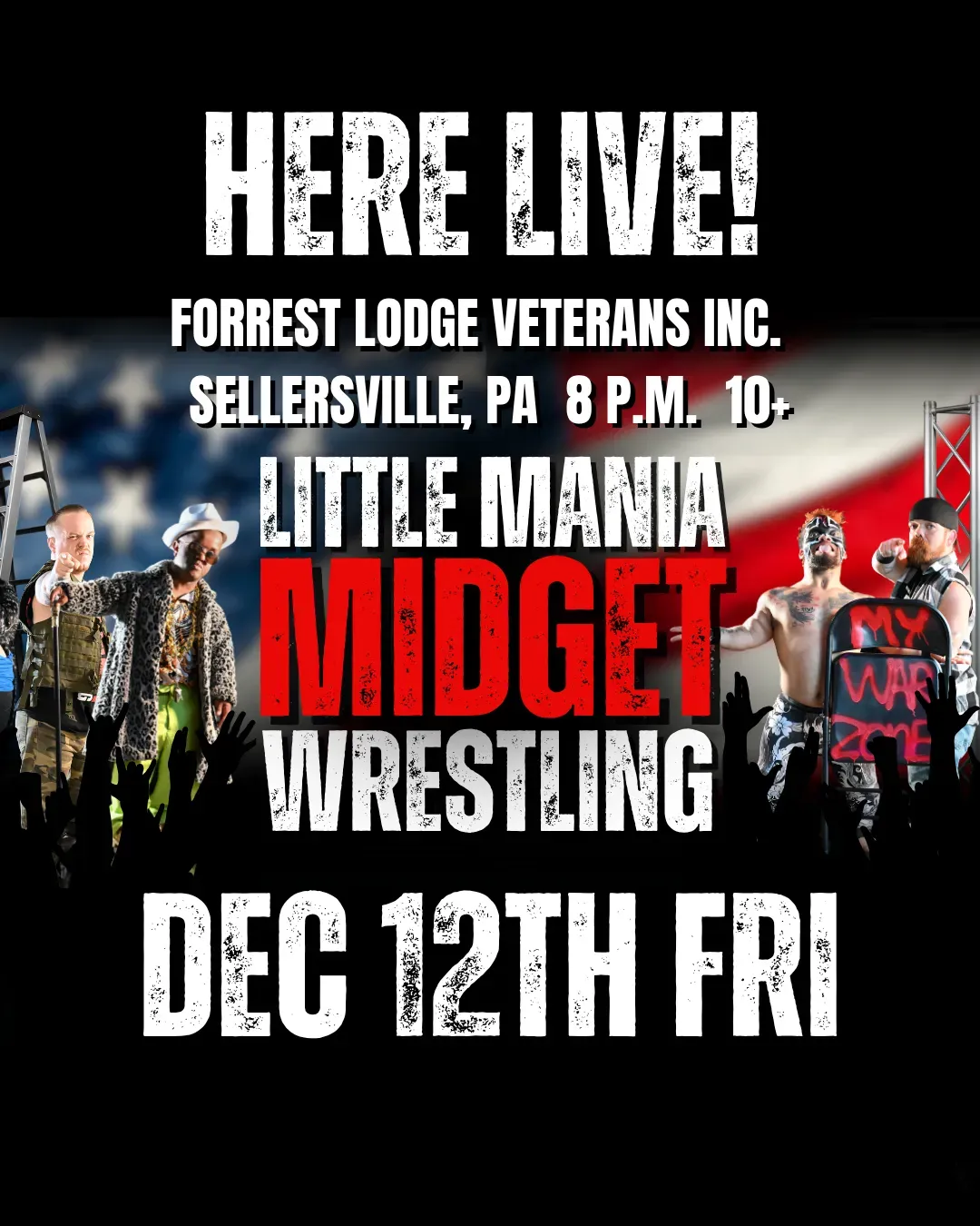 Little Mania Midget Wrestling – Sellersville, PA – Dec 12, 2025 – Buy Now flyer
