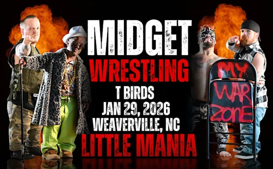 Little Mania Midget Wrestling – Weaverville, NC – Jan 29, 2026 – Buy Now flyer