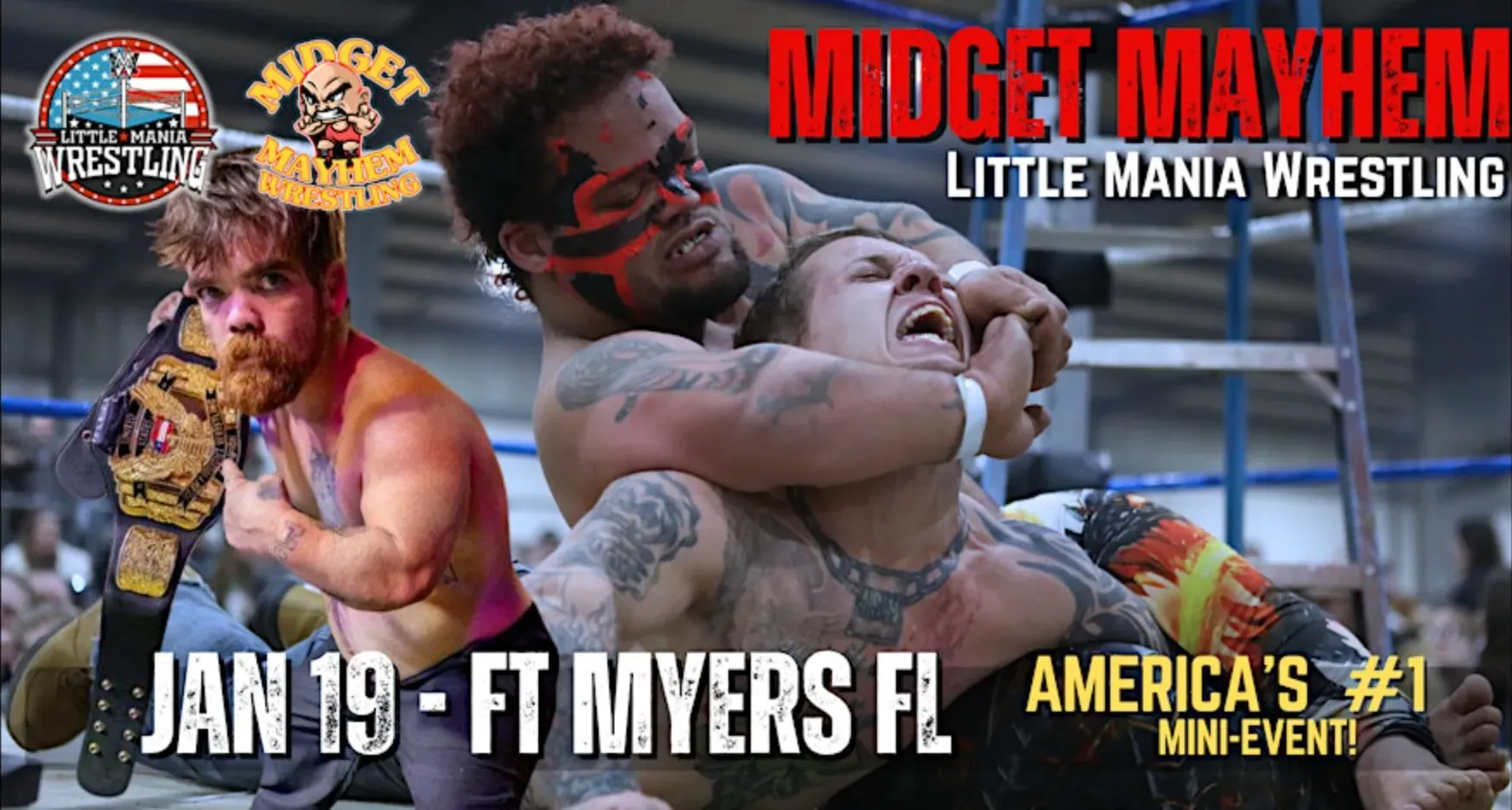 "Midgets With Attitude" @Midget Mayhem Wrestling LIVE! Fort Myers FL (18+) flyer