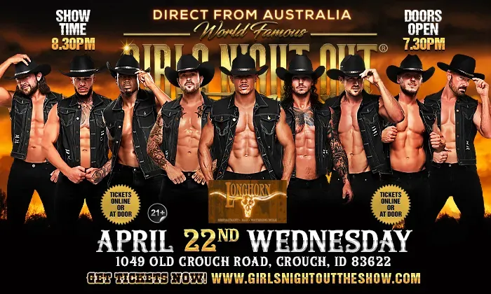 GIRLS NIGHT OUT THE SHOW® AUSTRALIAN TAKEOVER CROUCH,ID USA!!! flyer
