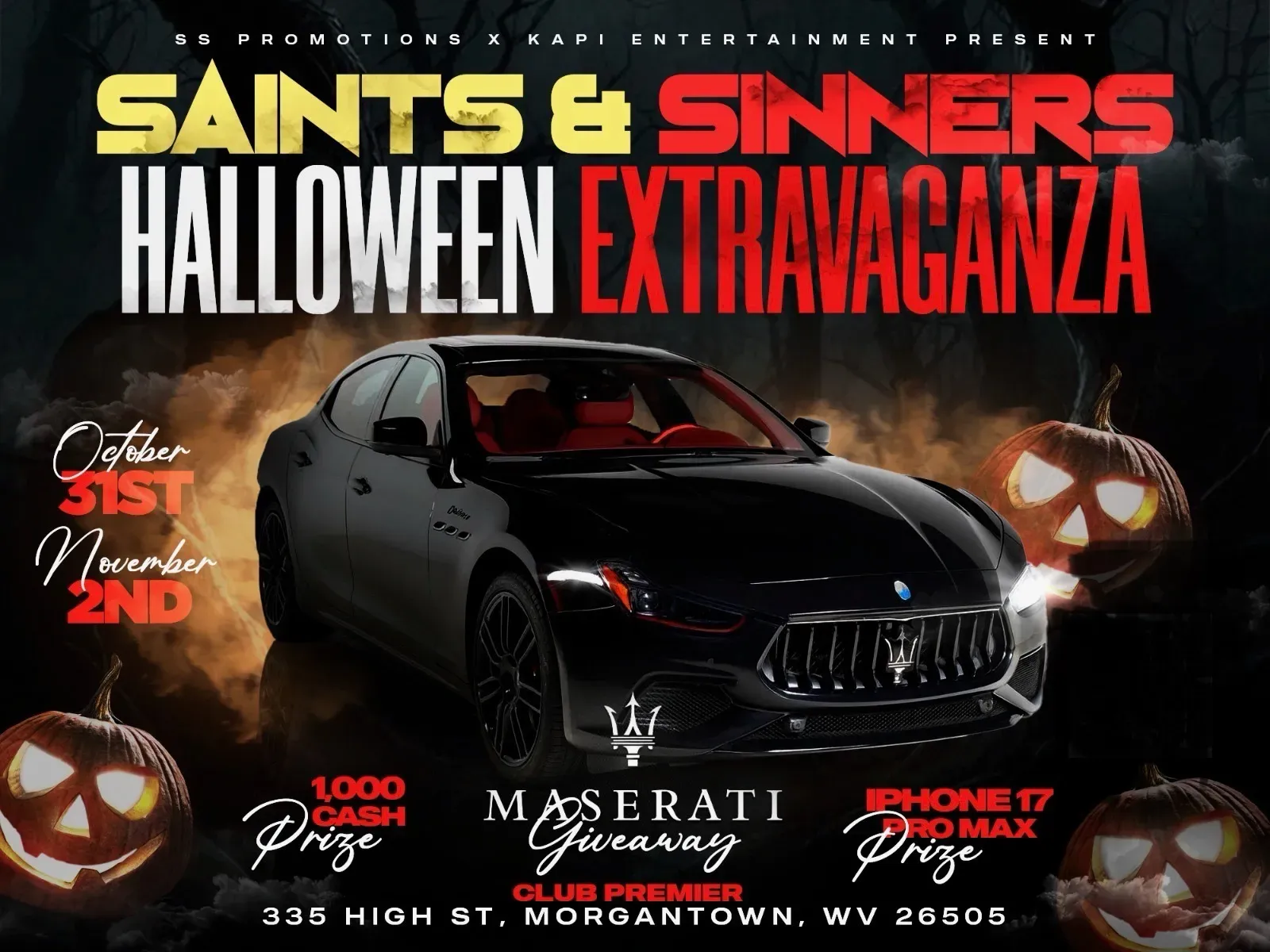 Saints and Sinners Halloween Extravaganza flyer