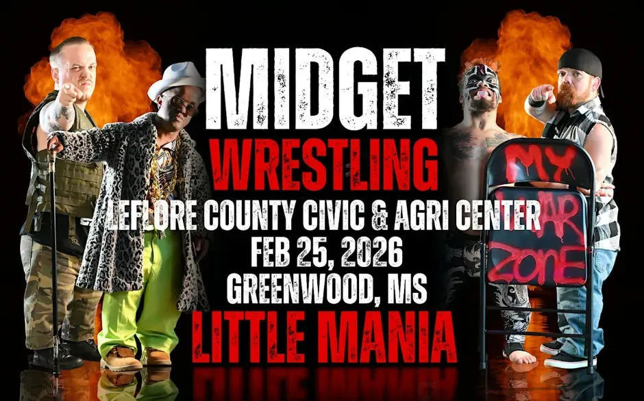 Little Mania Midget Wrestling – Greenwood, MS – Feb 25, 2026 – Buy Now flyer