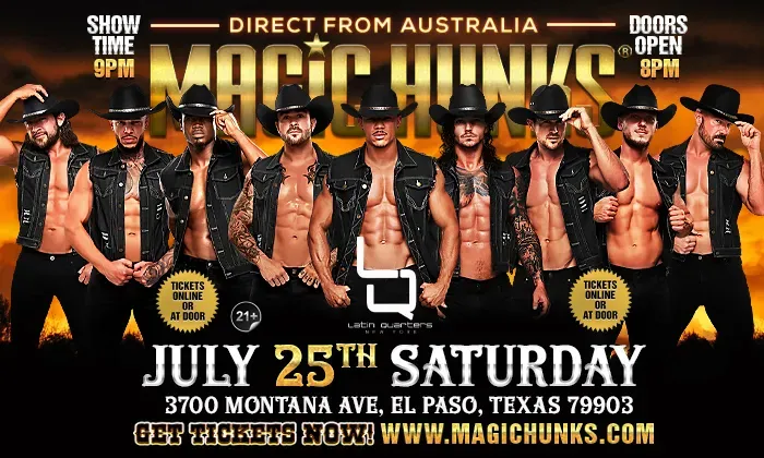 MAGIC HUNKS® AUSTRALIAN TAKEOVER EL PASO,TX USA!!! flyer