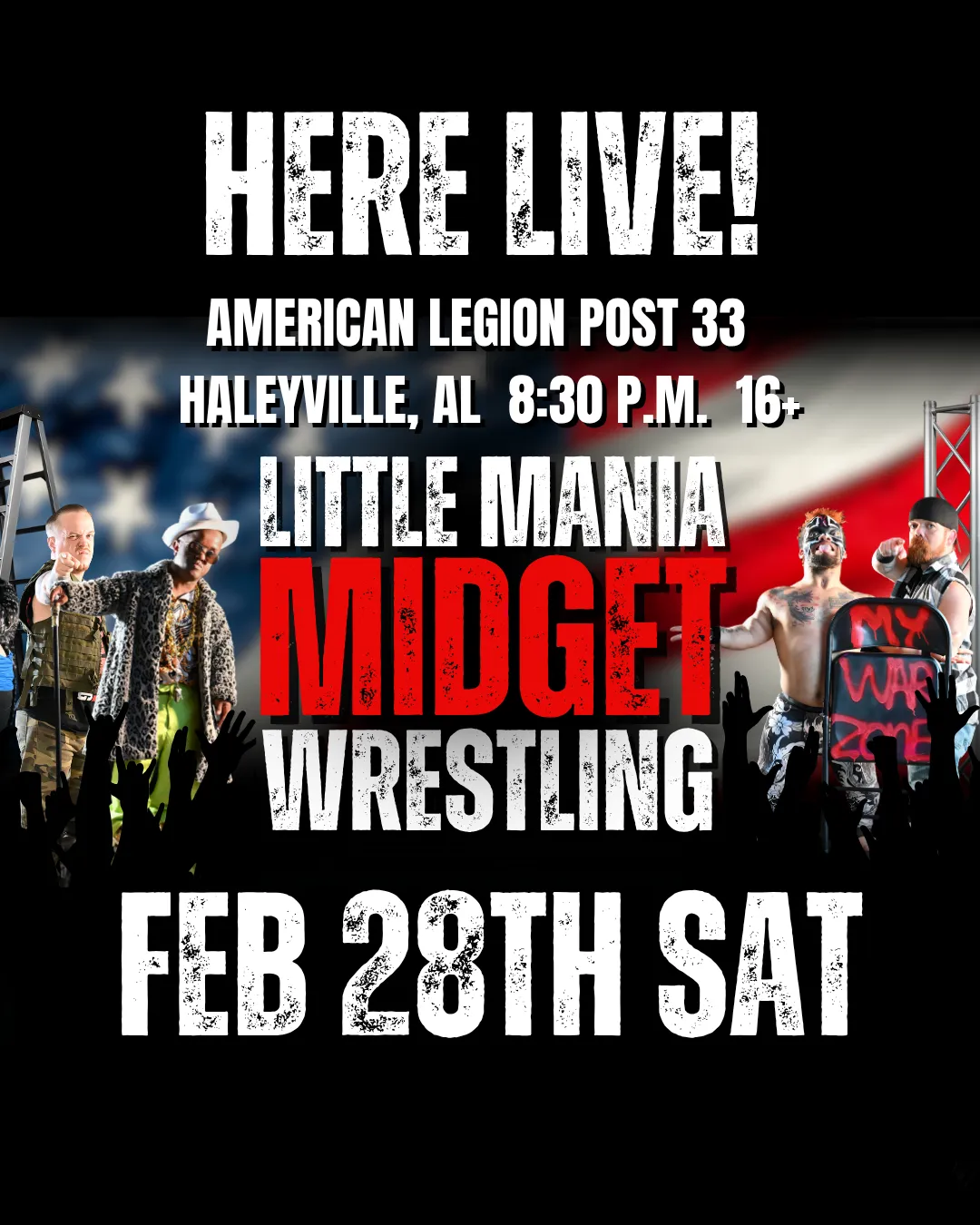 Little Mania Midget Wrestling – Haleyvill, AL – Feb 26, 2026 – Buy Now flyer