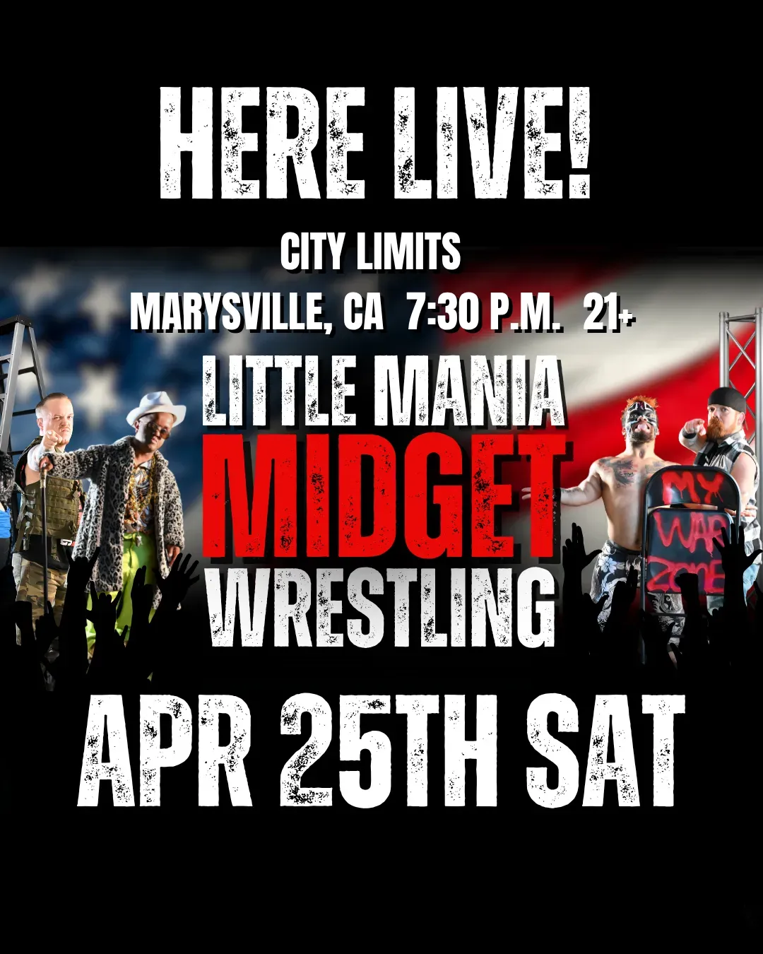 Little Mania Midget Wrestling – Maryville, CA– Apr 25, 2026 – Buy Now flyer