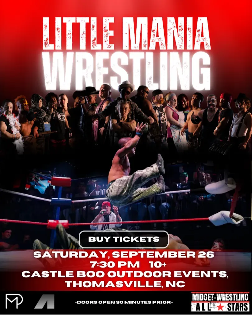Little Mania Midget Wrestling – Thomasville, NC – September 26, 2026 – Buy Now flyer