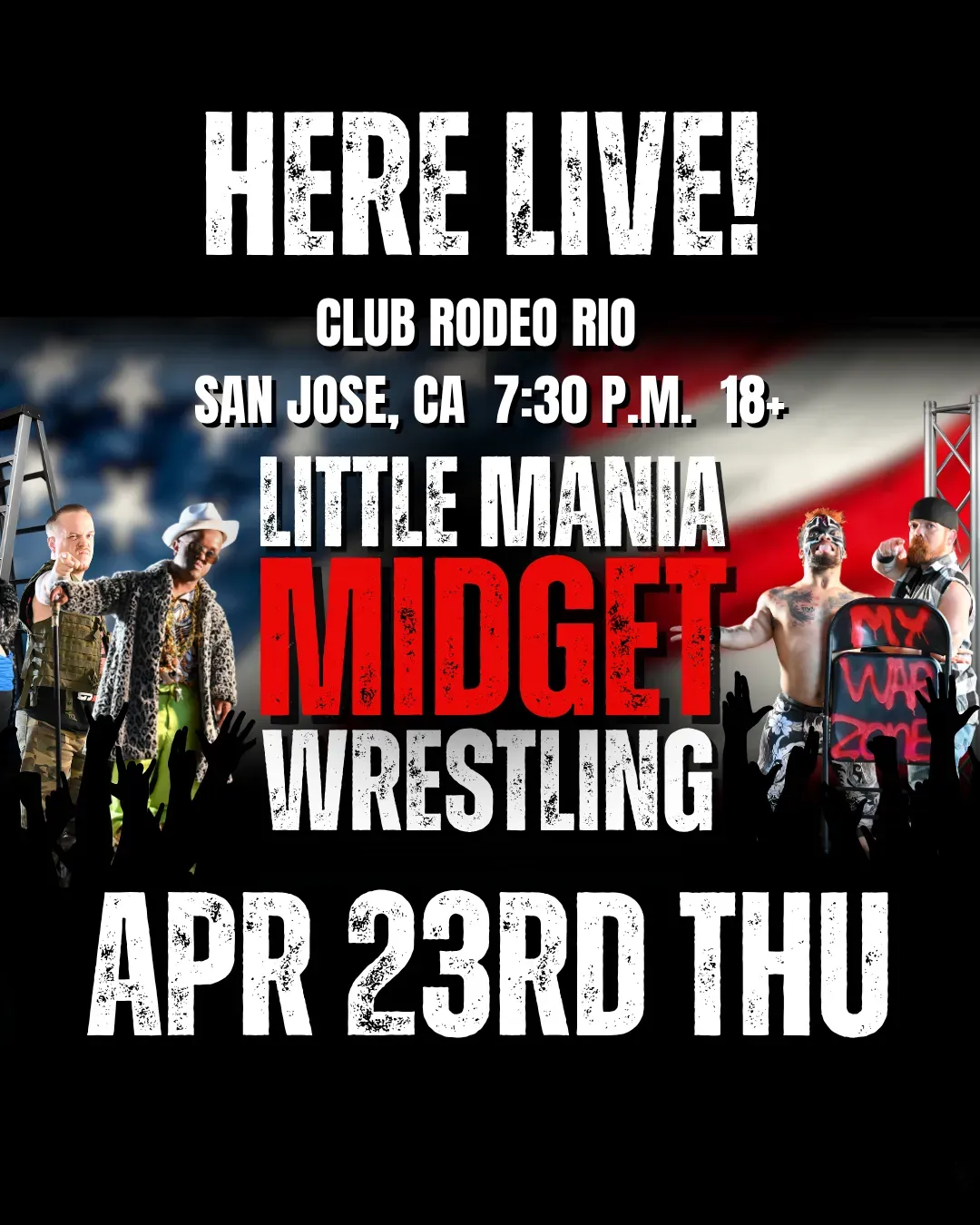 Little Mania Midget Wrestling – San Jose, CA– Apr 23, 2026 – Buy Now flyer