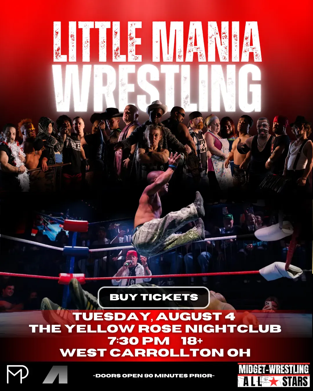 Little Mania Midget Wrestling – West Carrollton, OH – August 4, 2026 – Buy Now flyer