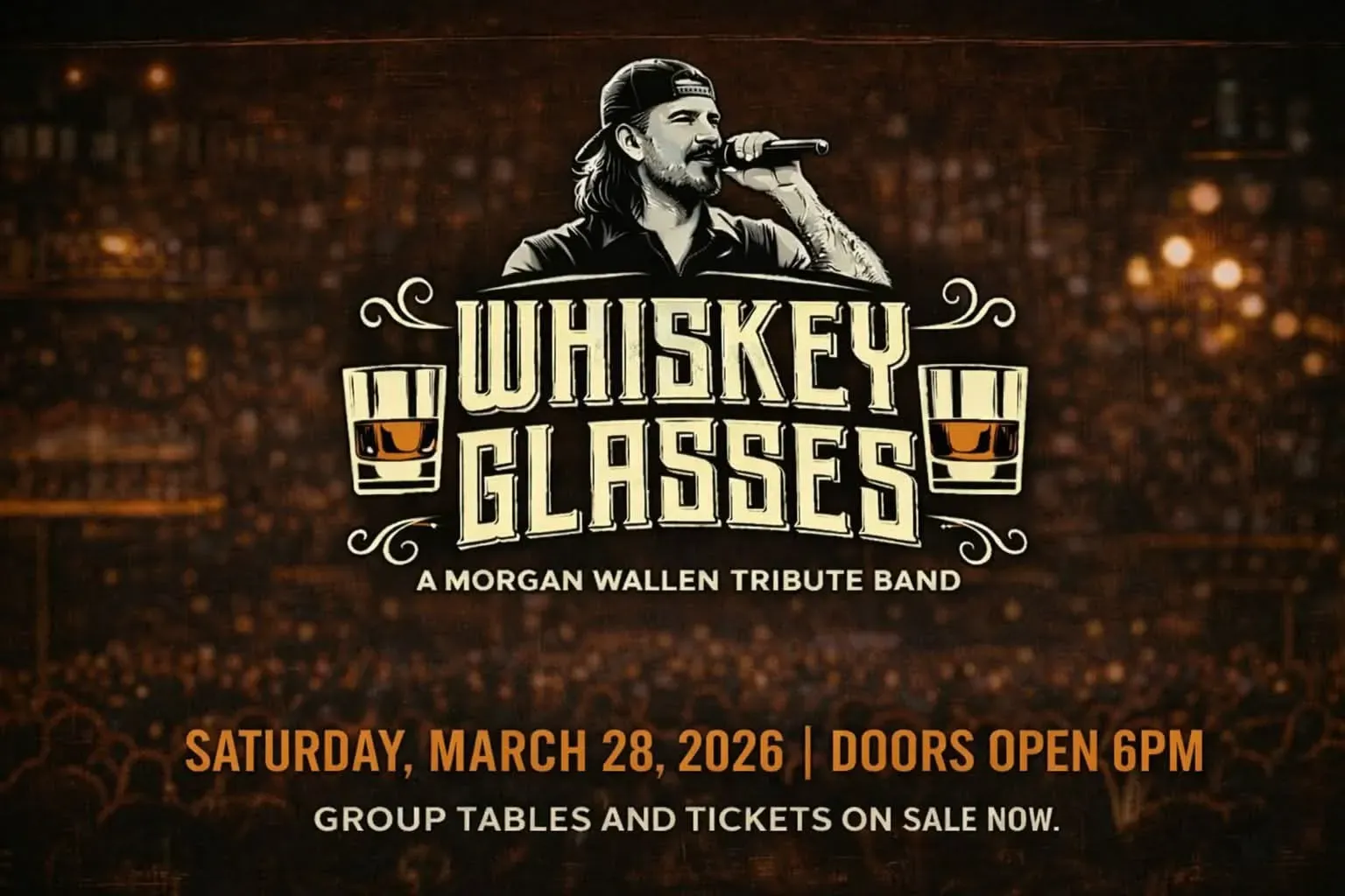 Whiskey Glasses - A National Tribute band to Morgan Wallen at Misters! flyer