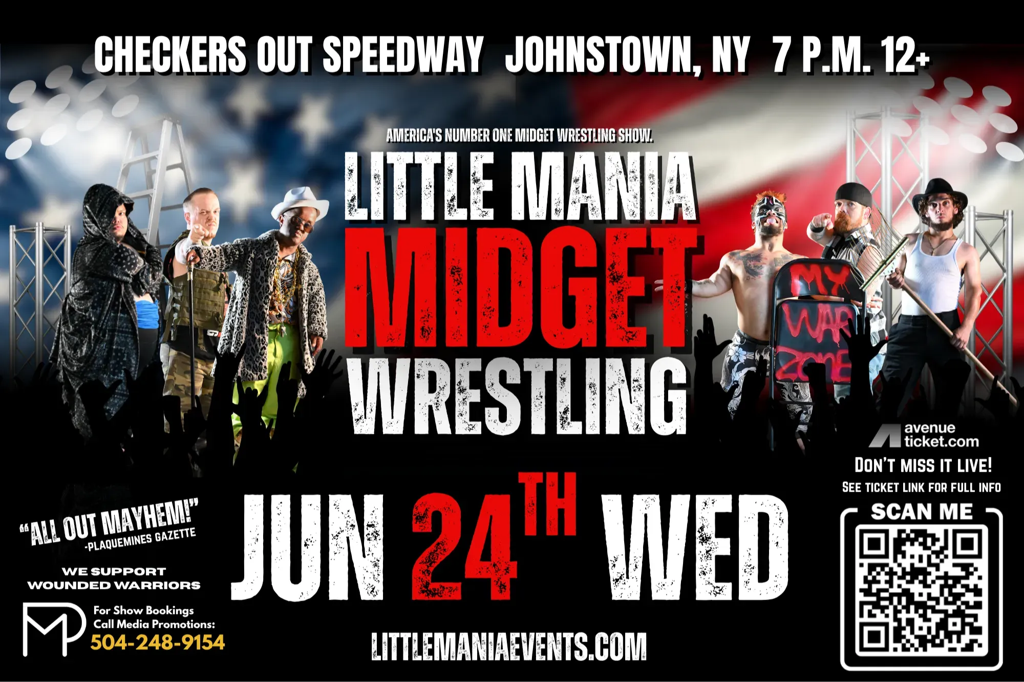 Little Mania Midget Wrestling – Johnstown, NY – June 24, 2026 – Buy Now flyer