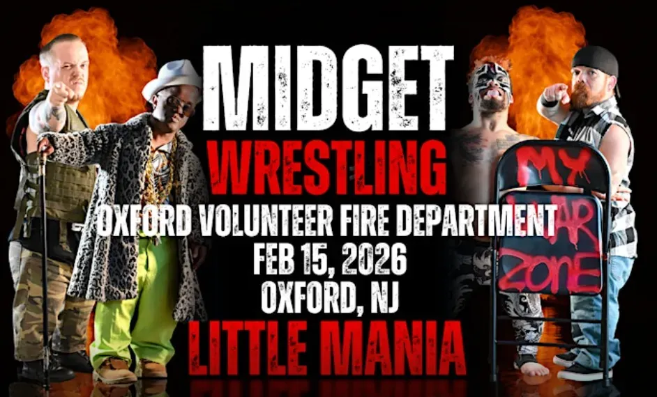 Little Mania Midget Wrestling – Oxford, NJ – Feb 15, 2026 – Buy Now flyer