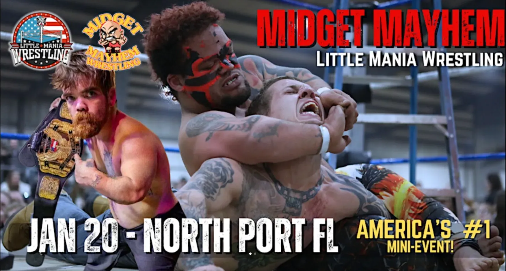 "Midgets With Attitude" @Midget Mayhem Wrestling LIVE! North Port FL (21+) flyer