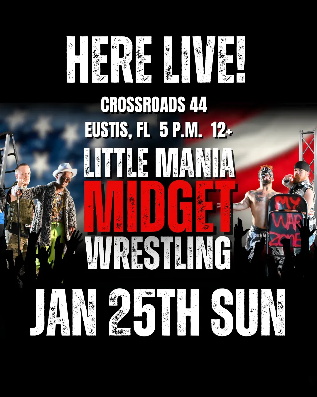Little Mania Midget Wrestling – Eustis, FL – Jan 25, 2026 – Buy Now flyer