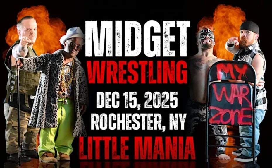 Little Mania Midget Wrestling – Rochester, NY – Dec 15, 2025 – Buy Now flyer