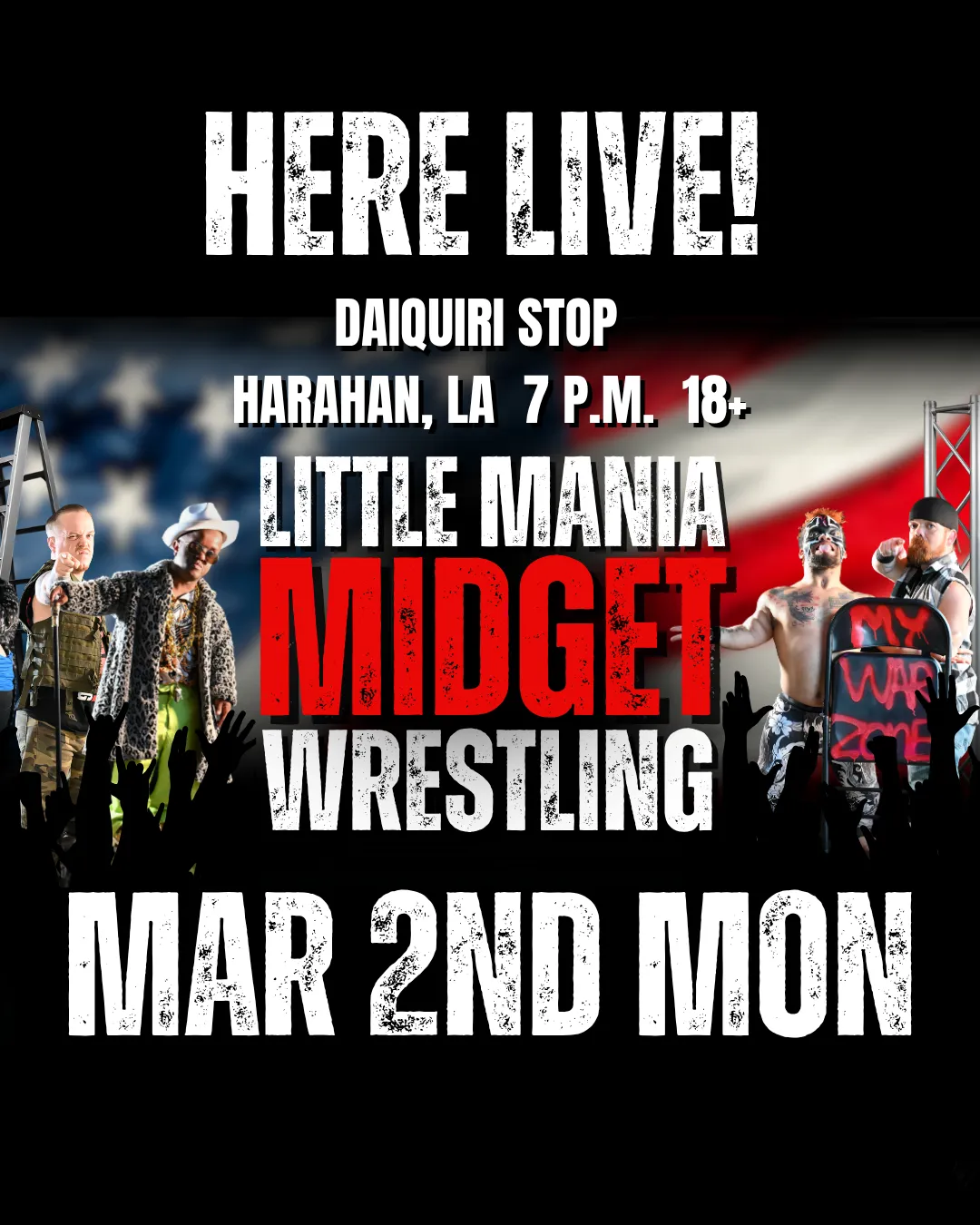 Little Mania Midget Wrestling – Harahan, LA – Mar 2, 2026 – Buy Now flyer