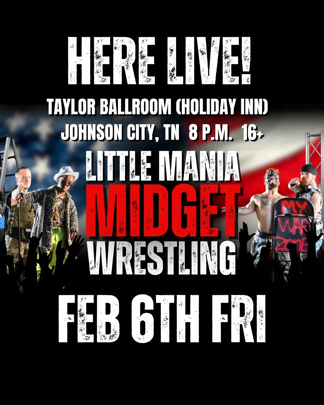 Little Mania Midget Wrestling – Johnson City, TN – Feb 06, 2026 – Buy Now flyer