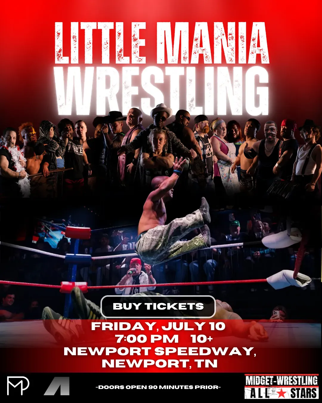 Little Mania Midget Wrestling – Newport, TN – July 10, 2026 – Buy Now flyer