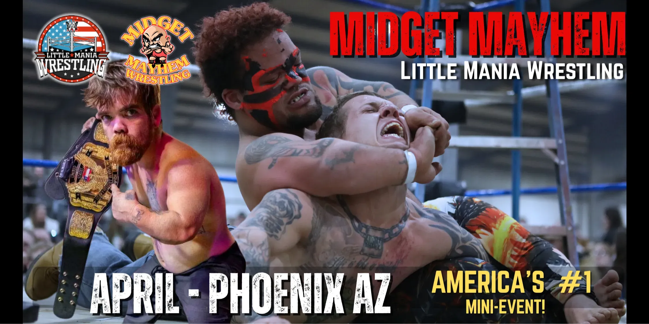Midget Mayhem / Little Mania" Mini Wrestling! Phoenix AZ (All-Ages) flyer