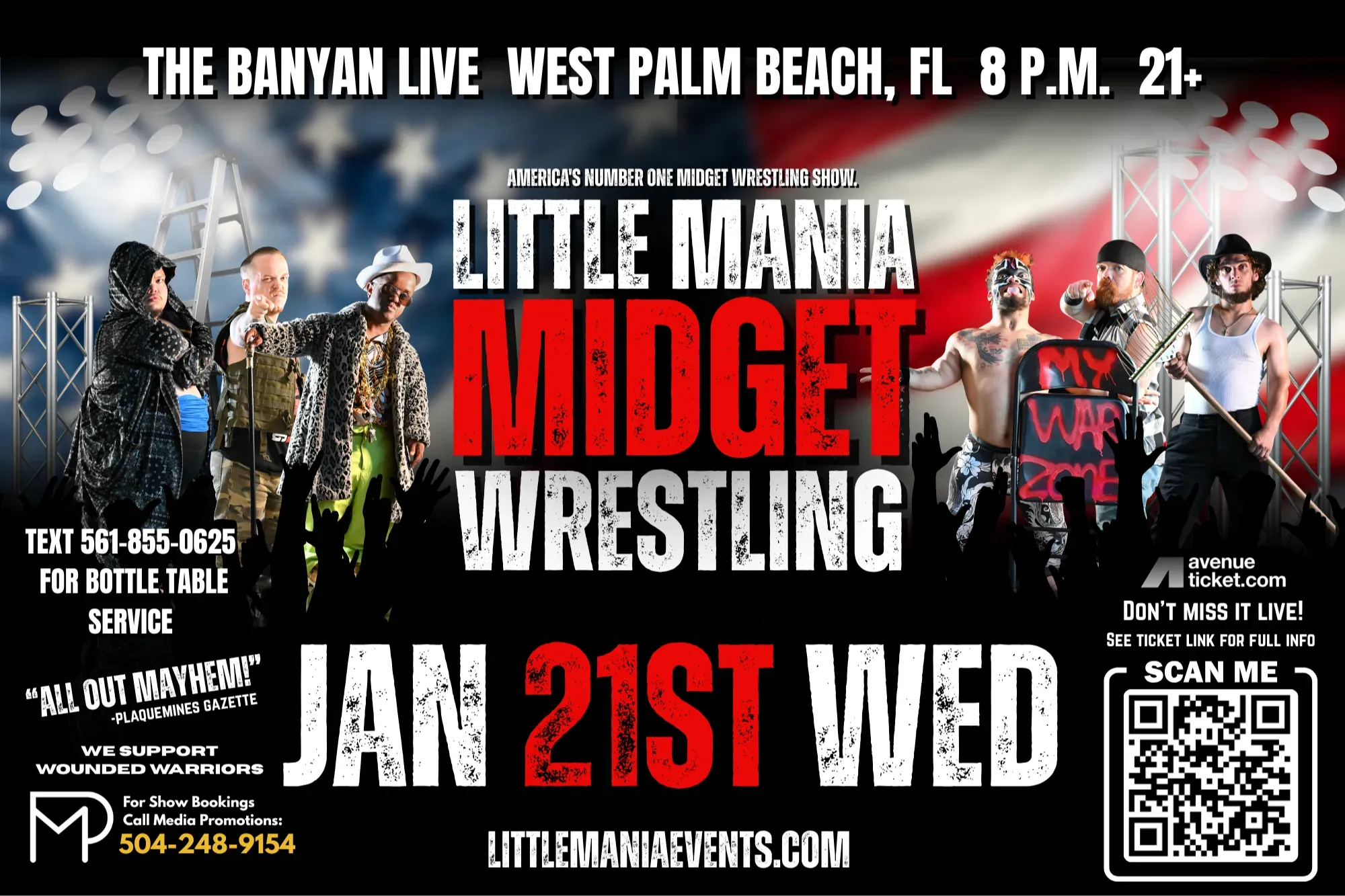 Little Mania Midget Wrestling – West Palm Beach, FL – Jan 21, 2026 – Buy Now flyer
