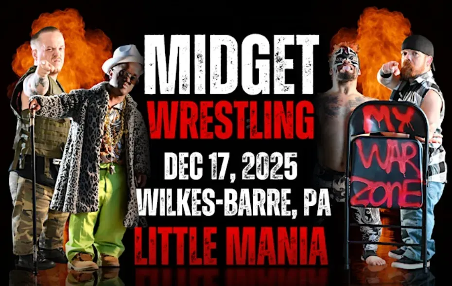 Little Mania Midget Wrestling – Wilkes-Barre, PA – Dec 17, 2025 – Buy Now flyer