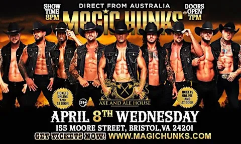 MAGIC HUNKS® AUSTRALIA TAKEOVER BRISTOL, VA USA!!! (Duplicated) flyer